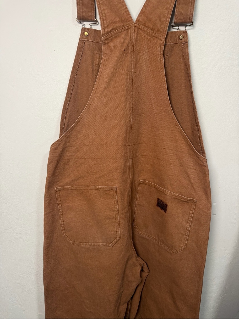 RVCA Men's Grounded Canvas Workwear Overalls Brown Medium Utility Straight Leg - Picture 9 of 16